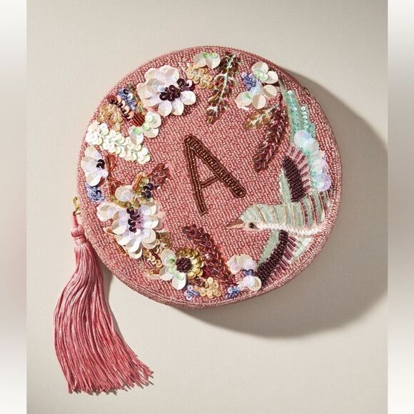 Holiday Monogram  Embellished Pouch. Letter A - Picture 2 of 6